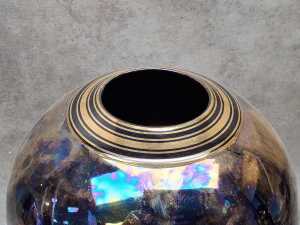 Andrew Gibson gilded iridescent blue Australian pottery vase - 2