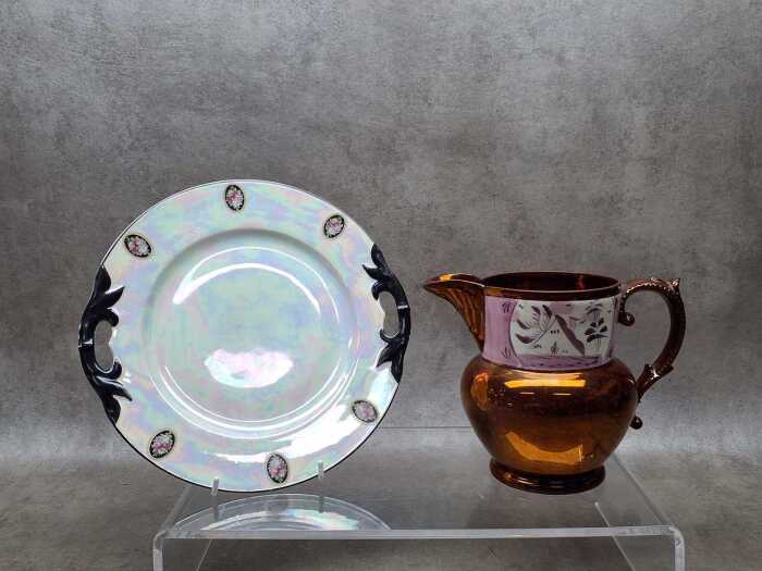 Two lustreware ceramic pieces
