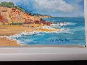 Roz McQuillan, Red Bluff Cliffs. Oil painting on board - 3