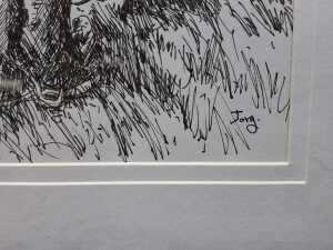 Jorg (artist unknown), (Two old gum trees in landscape) 2024, ink drawing on paper - 3