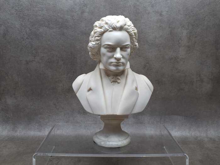 A marble-look bust of Beethoven by A. Giannelli