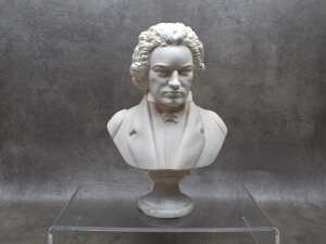 A marble-look bust of Beethoven by A. Giannelli