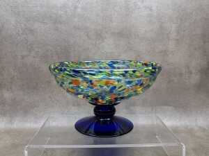 Confetti design art glass footed bowl