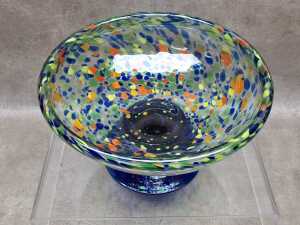 Confetti design art glass footed bowl - 2