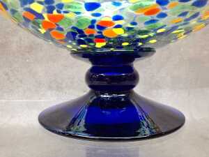 Confetti design art glass footed bowl - 3