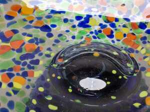 Confetti design art glass footed bowl - 4