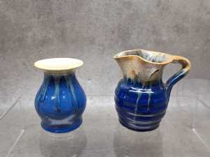 Four Remued Art Deco drip glaze pottery pieces - 2