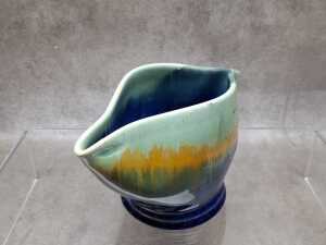 Four Remued Art Deco drip glaze pottery pieces - 3