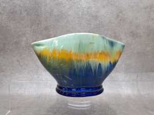 Four Remued Art Deco drip glaze pottery pieces - 4