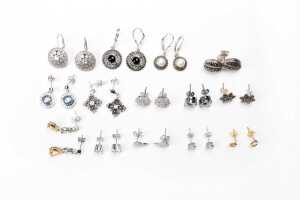 A collection of earrings in sterling silver