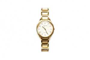 A Citizen Eco Drive watch in gold plated stainless steel