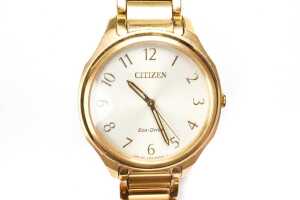 A Citizen Eco Drive watch in gold plated stainless steel - 2