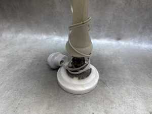 Two alabaster and metal table lamps with fabric shades - 2