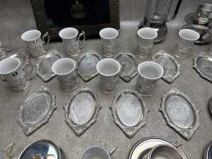 Group of demitasse and Glasnost Italian espresso maker - 3