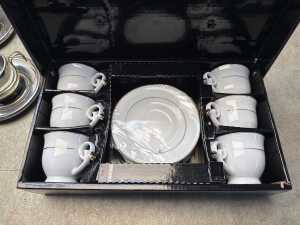 Group of demitasse and Glasnost Italian espresso maker - 6