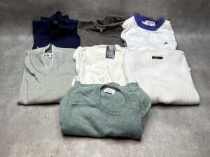 Assorted designer-style knitwear with assorted labels