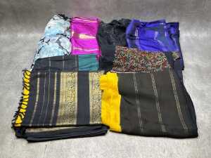 Lengths of silk fabric, assorted colours