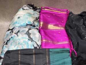 Lengths of silk fabric, assorted colours - 2