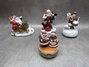 Four Christmas Japanese ceramic musical figures