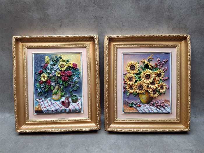 Two wall mounted 3D paintings