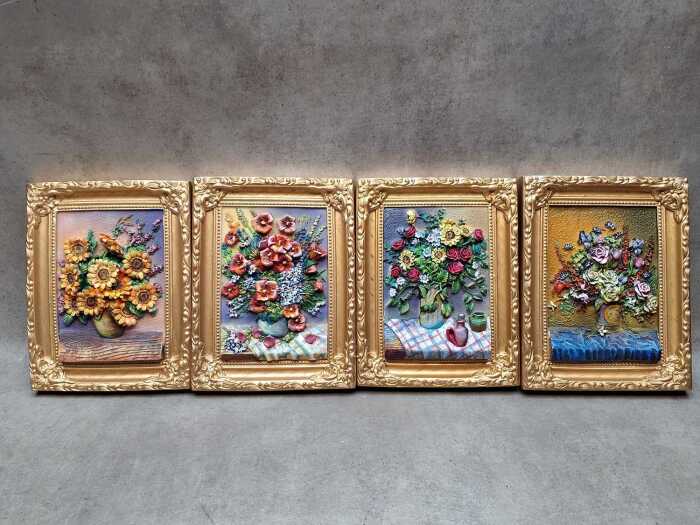 Four wall mounted 3D paintings