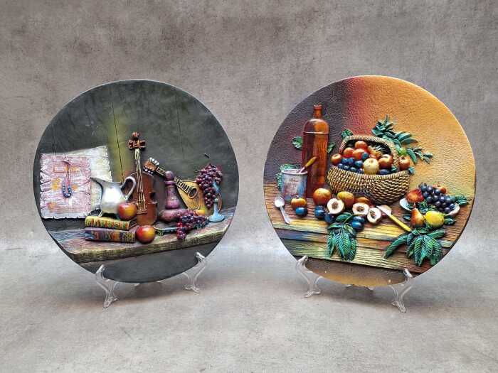 Two wall mounted 3D painting plate