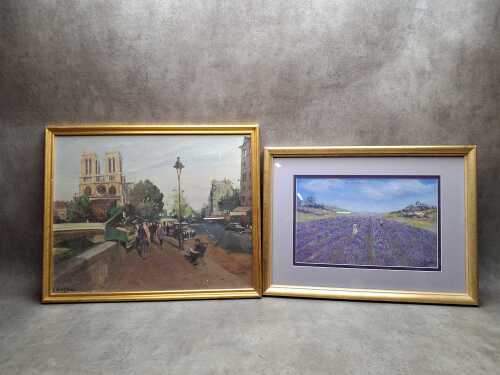 Two French-themed framed artworks