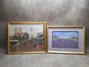 Two French-themed framed artworks