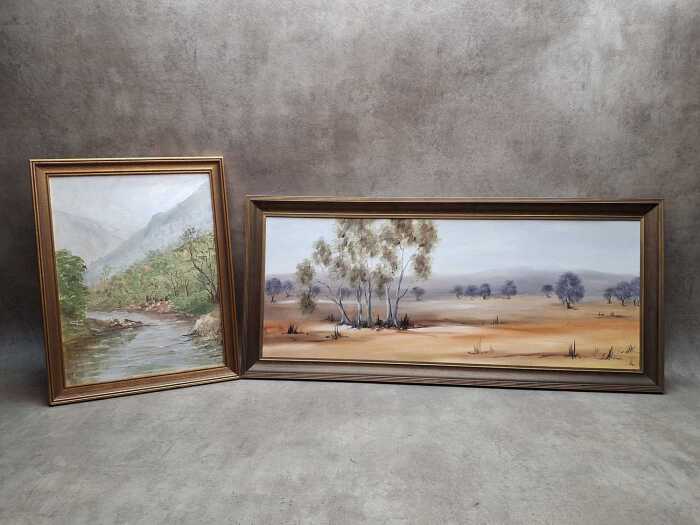Two Australian landscape paintings on board