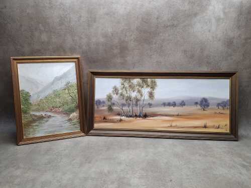Two Australian landscape paintings on board