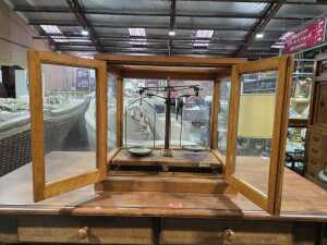 Antique H.L. Becker & Fils. analytical balance scales in timber and glass case - 5