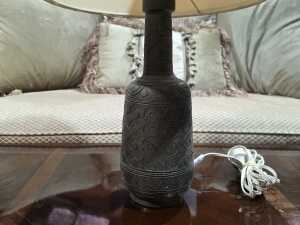 Mid-century Italian ceramic lamp with original yellow - 2