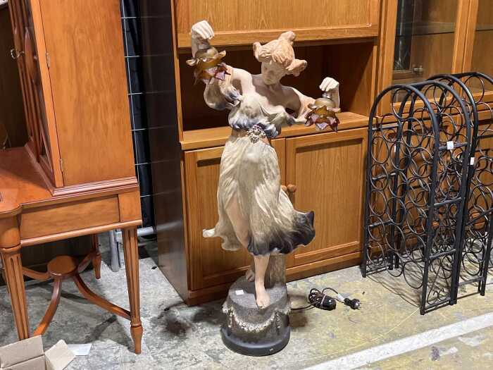 Art Nouveau plaster figural lamp