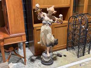 Art Nouveau plaster figural lamp
