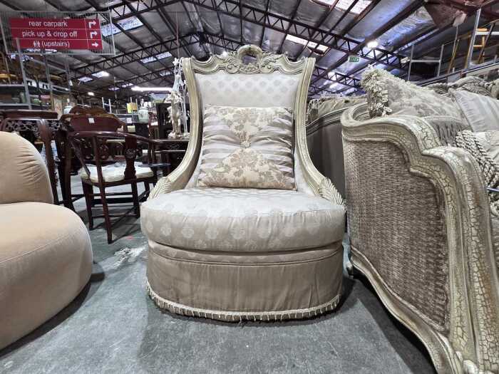 Monarchy French Rococo-Style wingback armchair