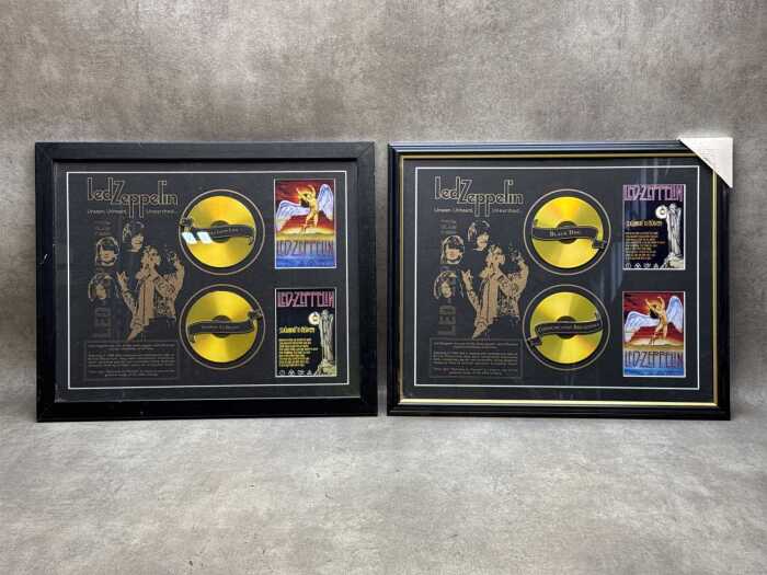 Two Led Zeppelin 'Unseen, Unheard, Unearthed...' framed memorabilia collages