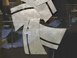 Modern framed abstract silver-tone artwork - 3