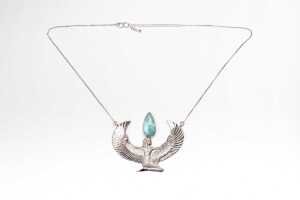 A feather tribe larimar Isis goddess necklace in sterling silver - 2