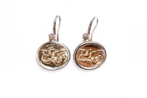 A pair of Tagliamonte earrings in sterling silver and gold plate.