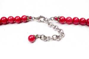 A red spinel bead and key necklace in sterling silver - 5