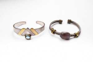 Two cuff bangles in sterling silver