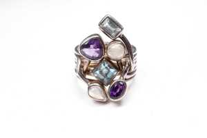 Three gemstone rings in sterling silver - 3