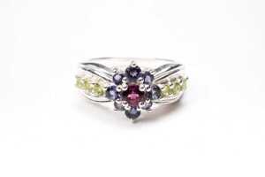 Three gemstone rings in sterling silver - 4