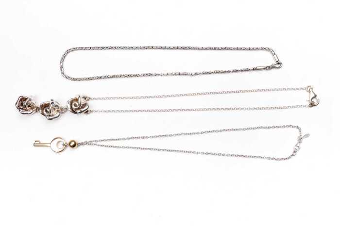 Three necklaces in sterling silver
