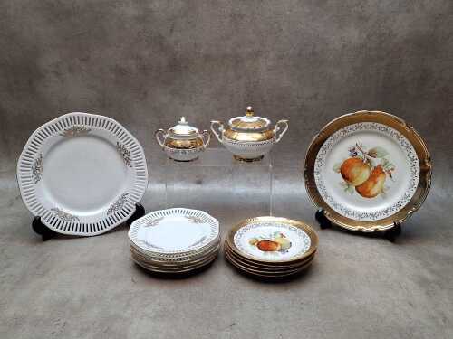 White and gold Bavarian porcelain part afternoon tea sets