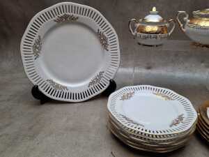 White and gold Bavarian porcelain part afternoon tea sets - 5