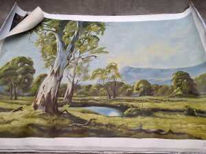 Four unstretched paintings on canvas by various artists - 2