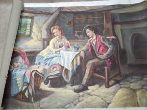 Four unstretched paintings on canvas by various artists - 5