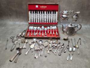 Collection of mainly silver-plated items and cutlery