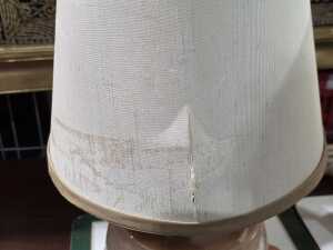 Pair of mid-century cream and copper lustre table lamps - 3